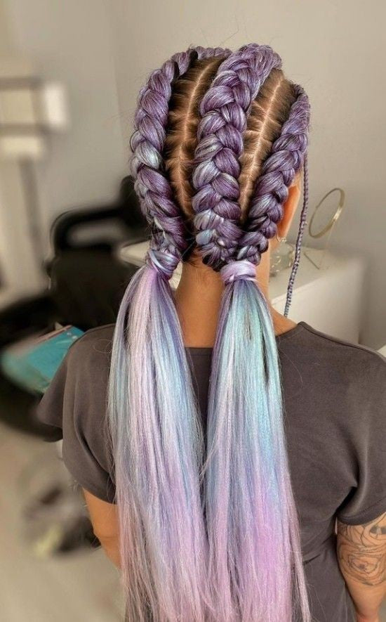 (4) Dutch Braids with Straightened Hair
