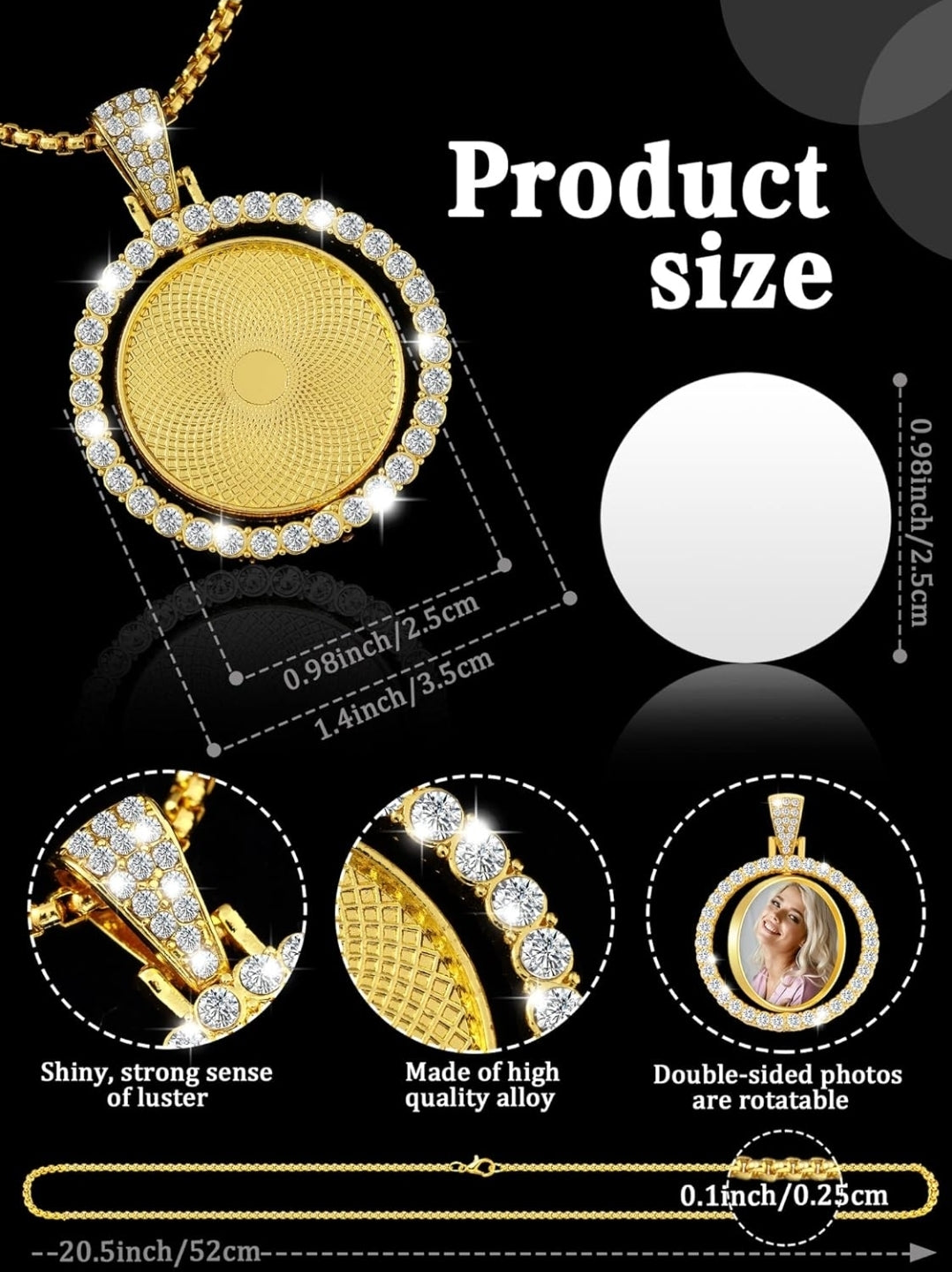 Rhinestone Pendant double sided custom